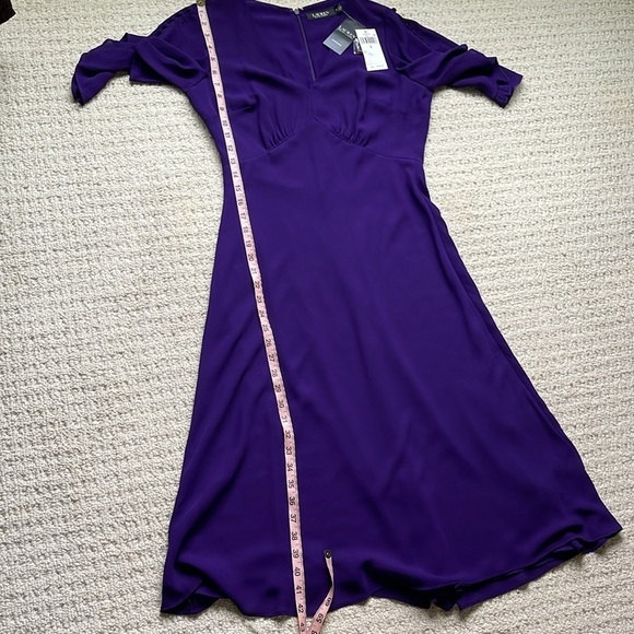 SOLD Ralph Lauren NWT Flutter-Sleeve V-Neck Empire-Waist Dress in Purple Size 6 - Picture 13 of 14